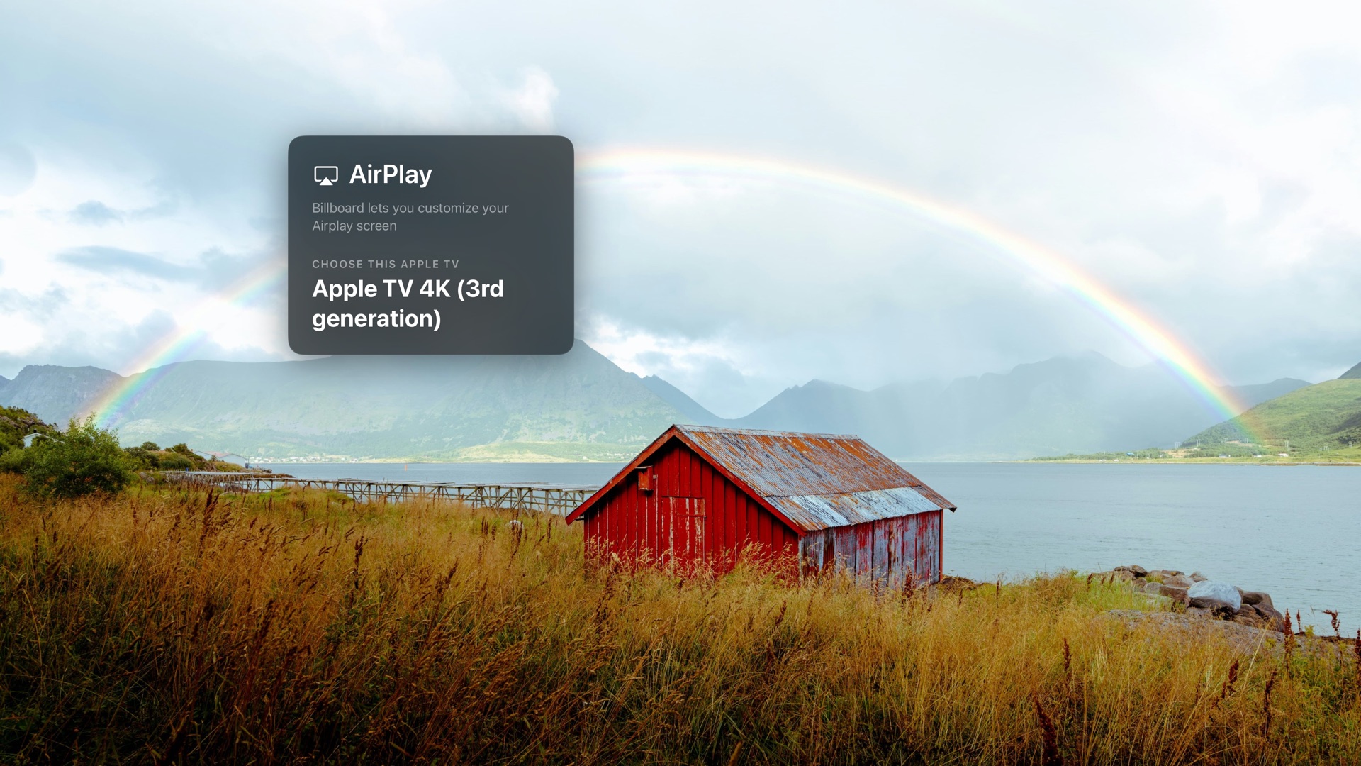 Billboard on an Apple TV over a scenic background